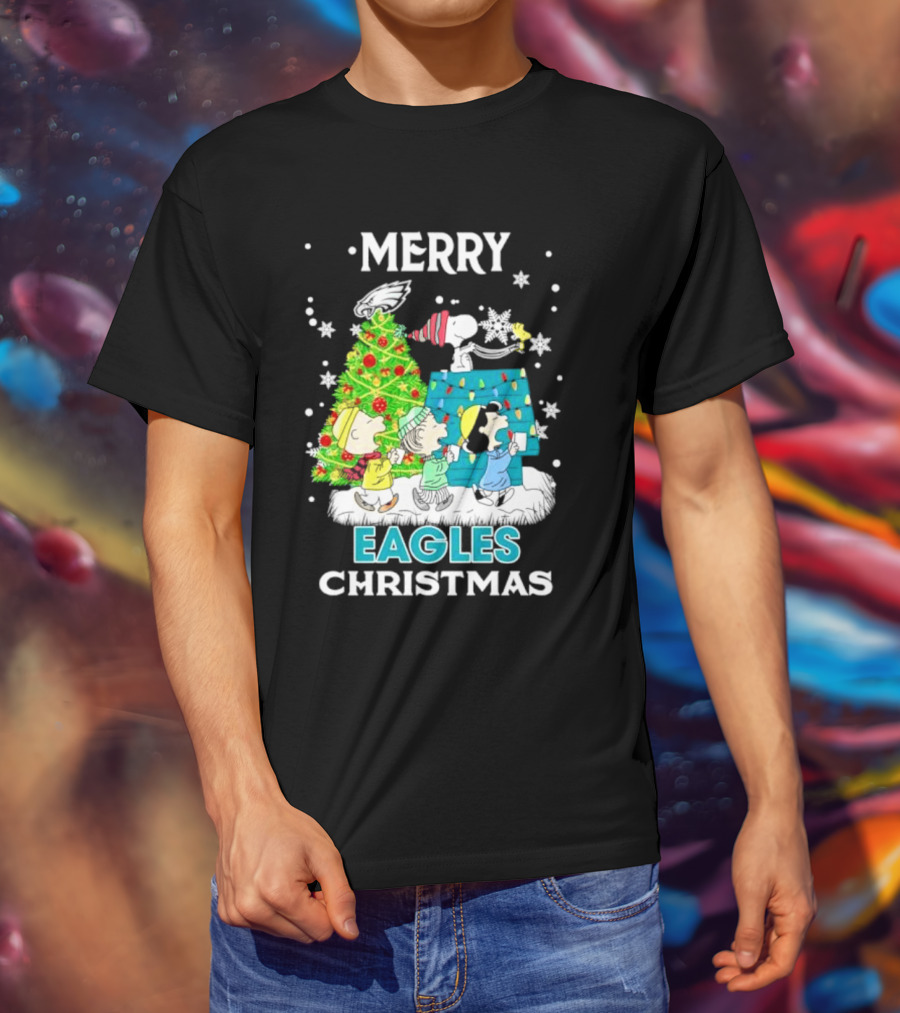 Merry Peanuts Eagles Christmas Holiday T-Shirt