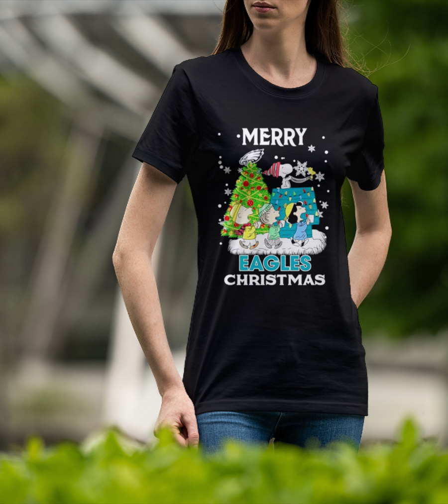 Merry Peanuts Eagles Christmas Holiday T-Shirt