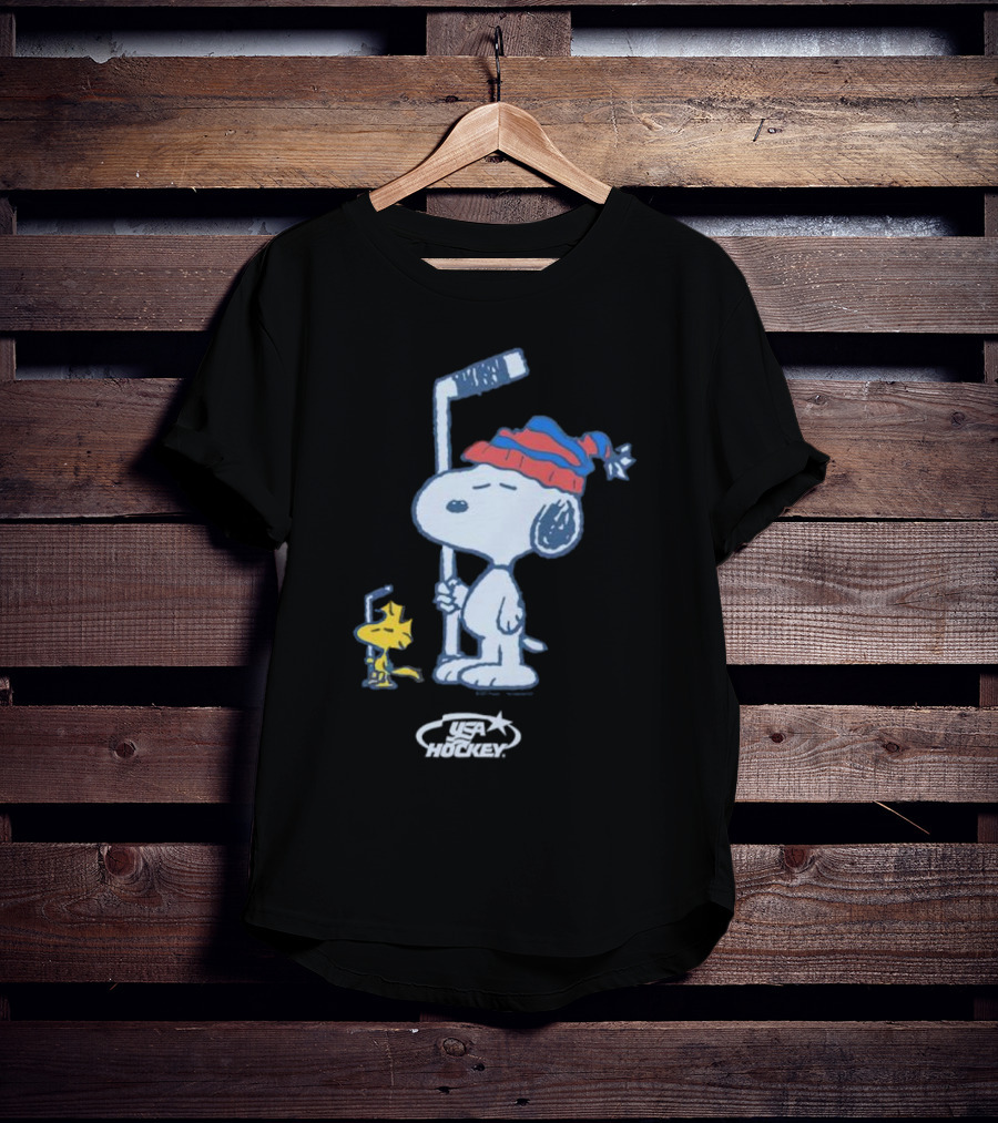 Snoopy Woodstock Peanuts USA Hockey T-Shirt