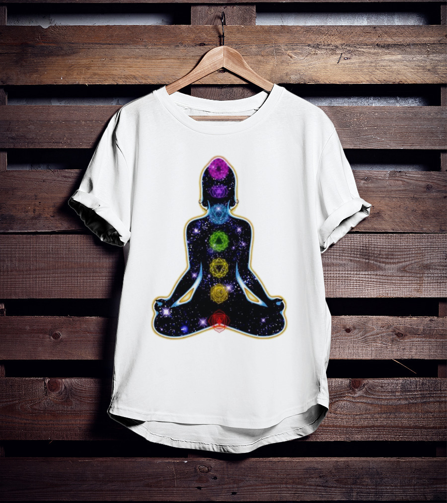 Rainbow Chakras Galaxy Meditation Christmas T-Shirt