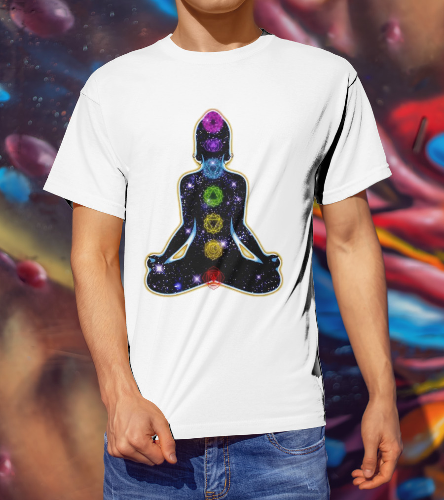 Rainbow Chakras Galaxy Meditation Christmas T-Shirt