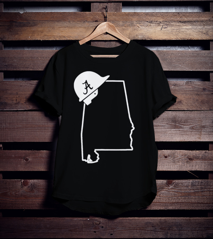 Alabama State Outline With A Logo Helmet Design New T-Shirt