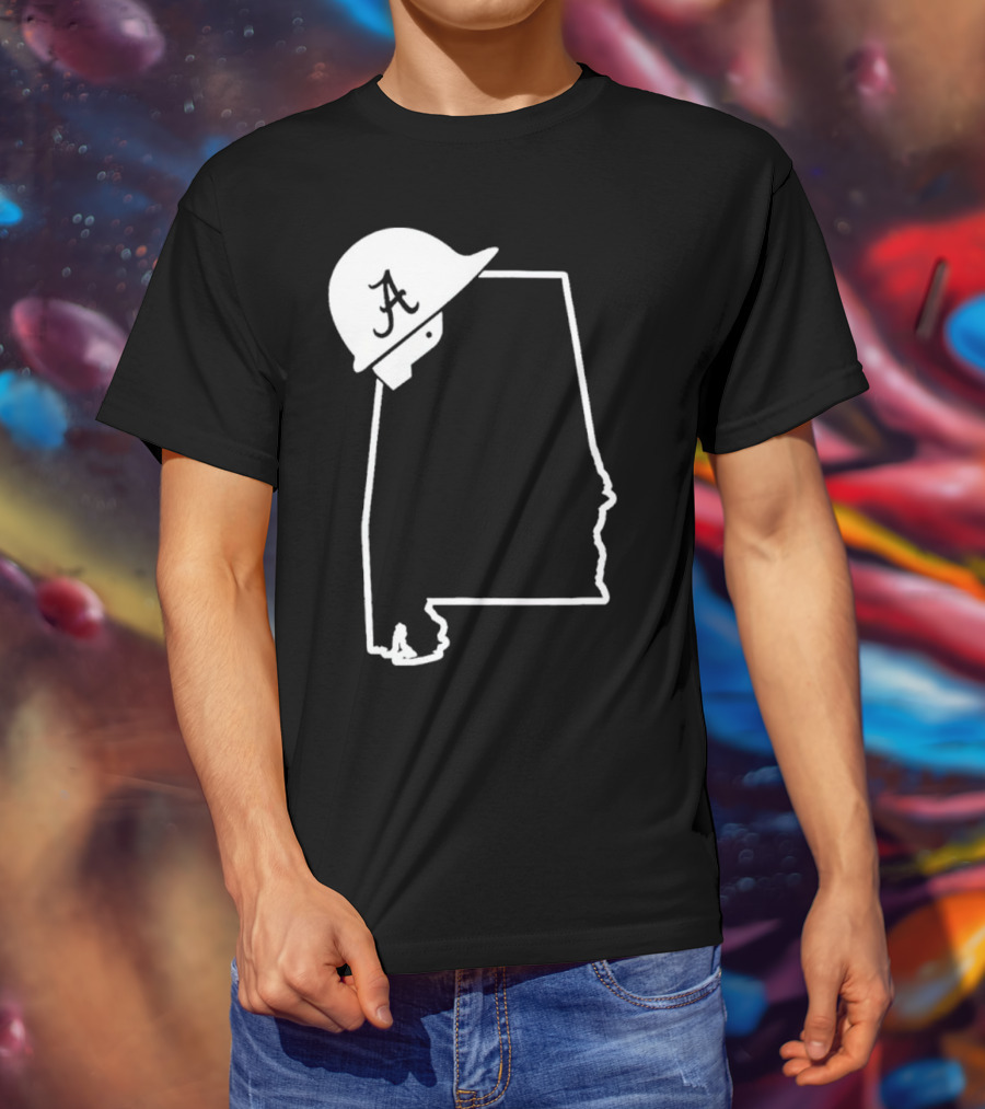Alabama State Outline With A Logo Helmet Design New T-Shirt