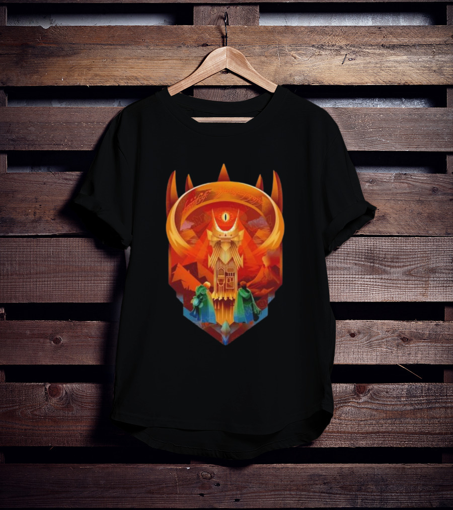 The Dark Fortress Of Mordor - Art Deco Eye Of Sauron Adventure T-Shirt