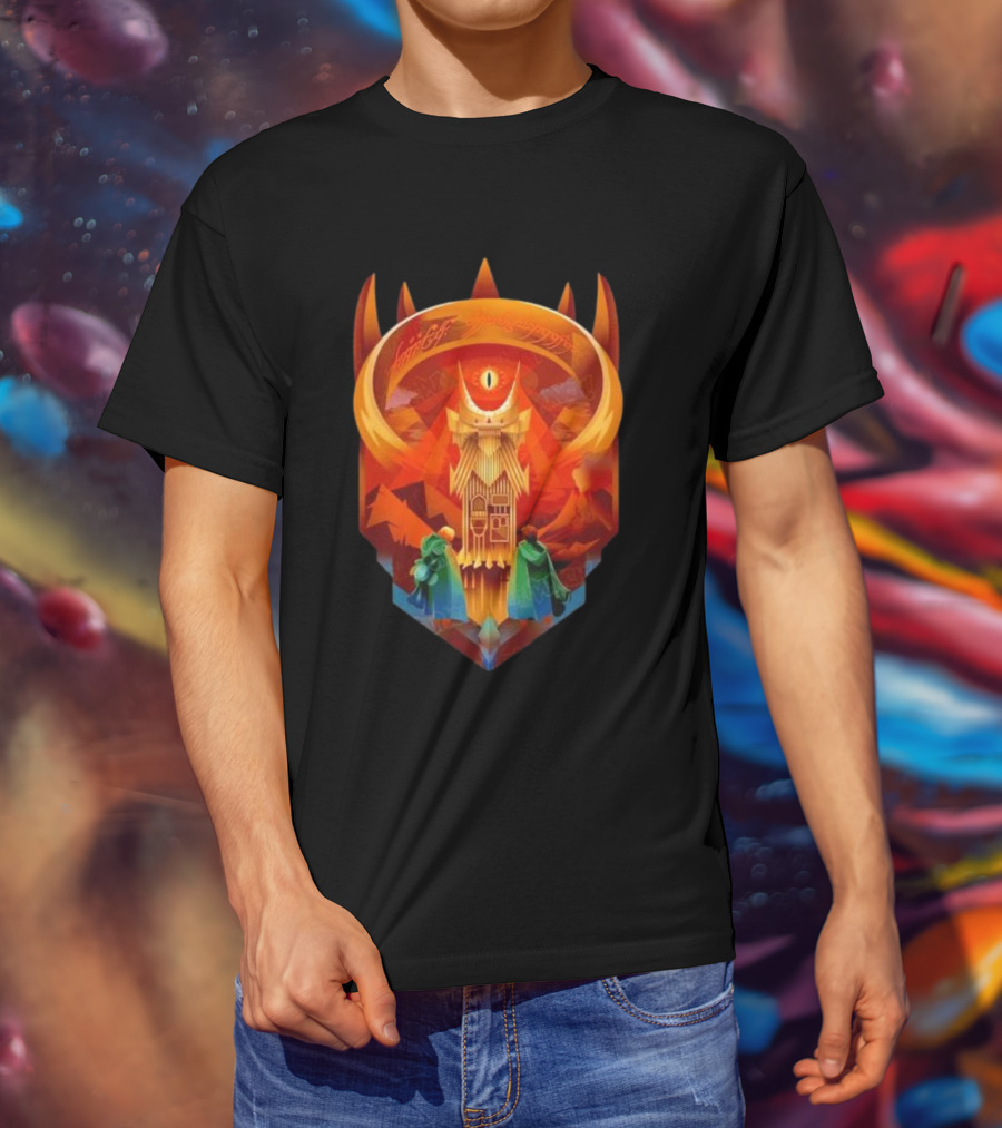 The Dark Fortress Of Mordor - Art Deco Eye Of Sauron Adventure T-Shirt