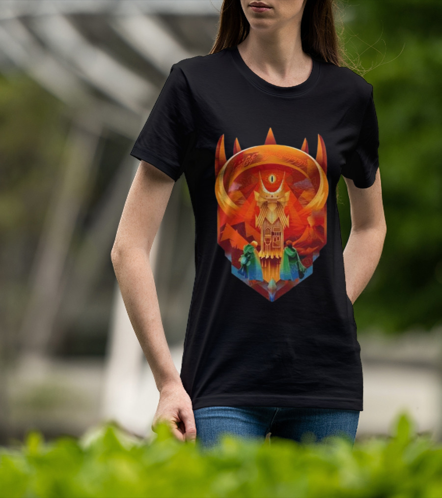 The Dark Fortress Of Mordor - Art Deco Eye Of Sauron Adventure T-Shirt