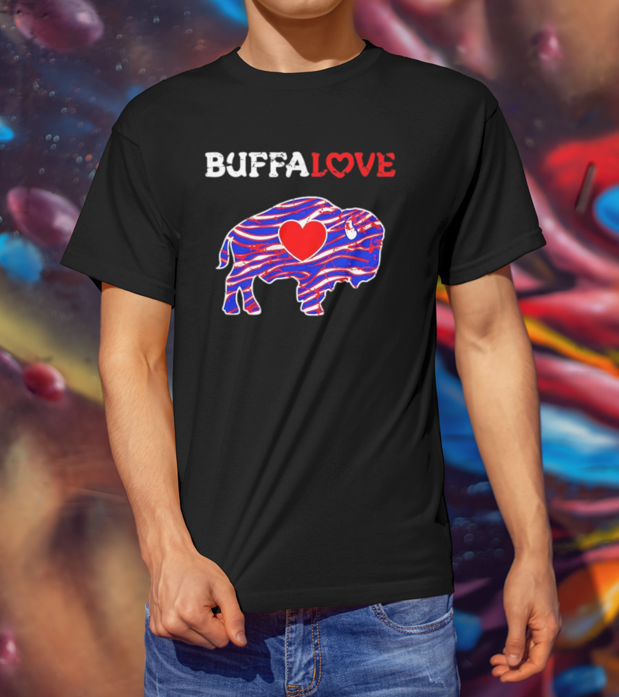 Buffalo Bills Buffalove Heart Logo With Red White Blue Buffalo T-Shirt