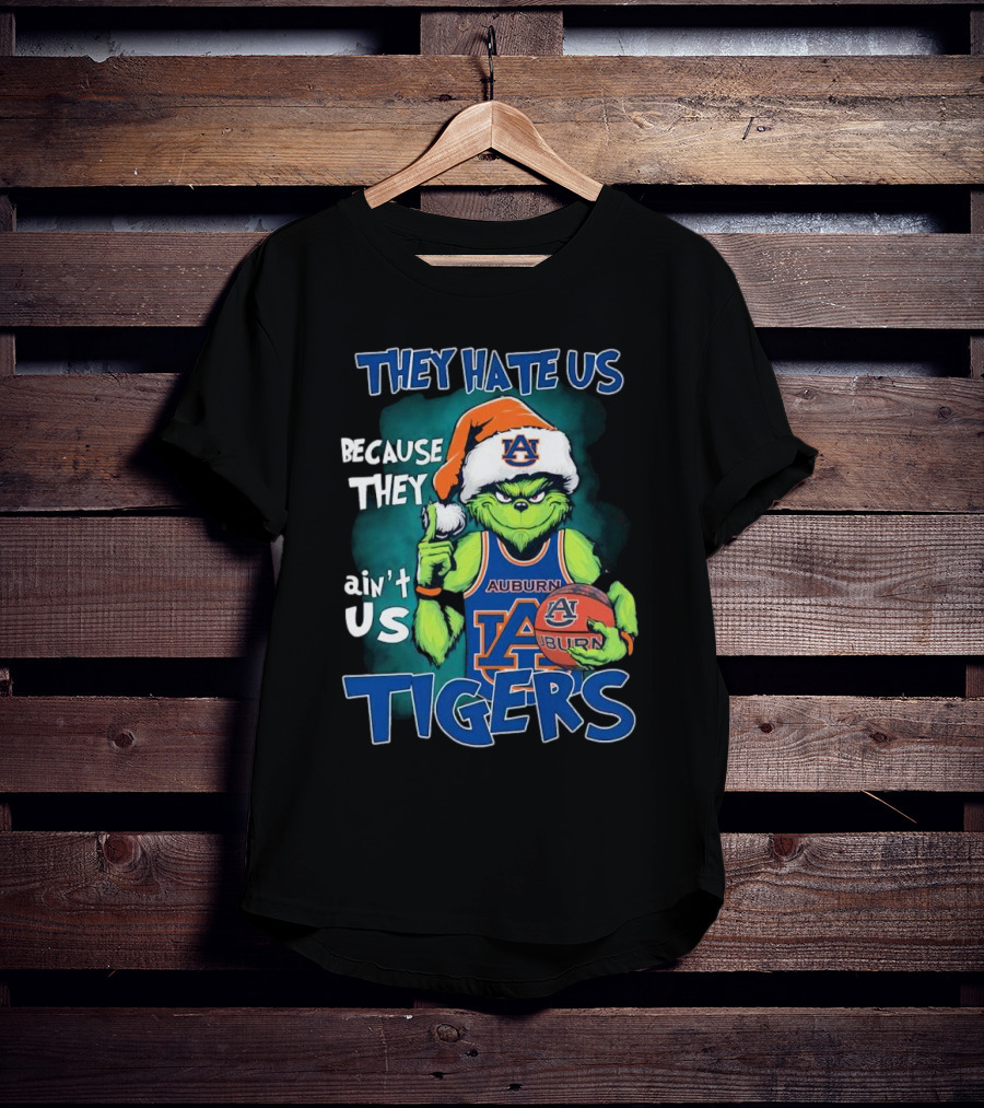 Auburn Tigers Grinch They Hate Us Because They Ain’t Us Santa Hat Basketball T-Shirt
