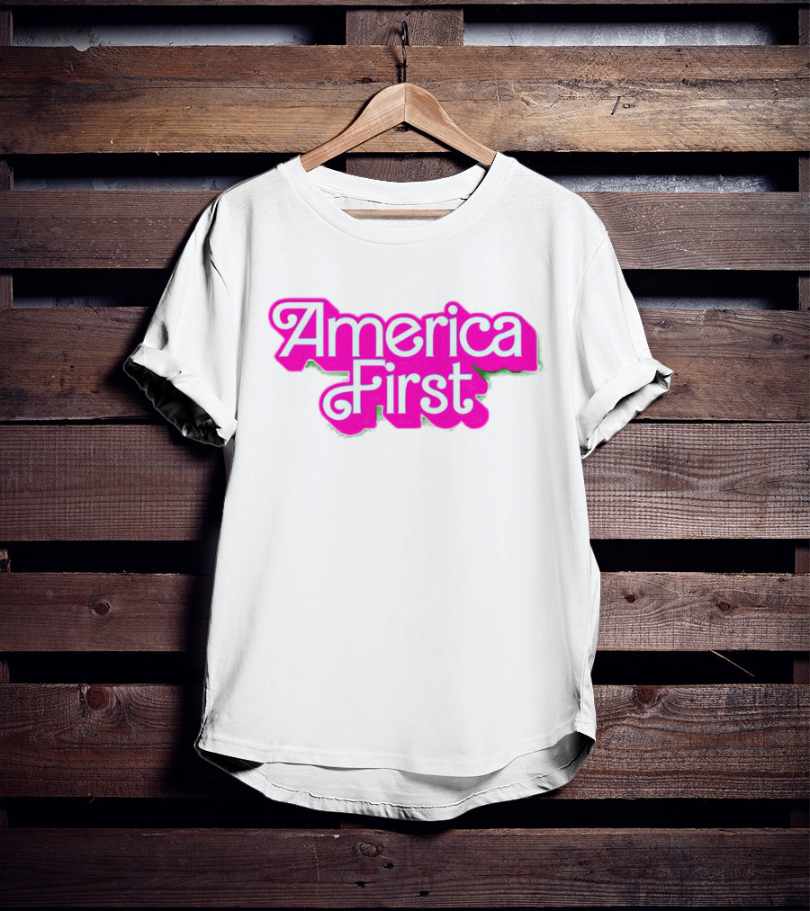 America First Barbie Style Pink Font T-Shirt