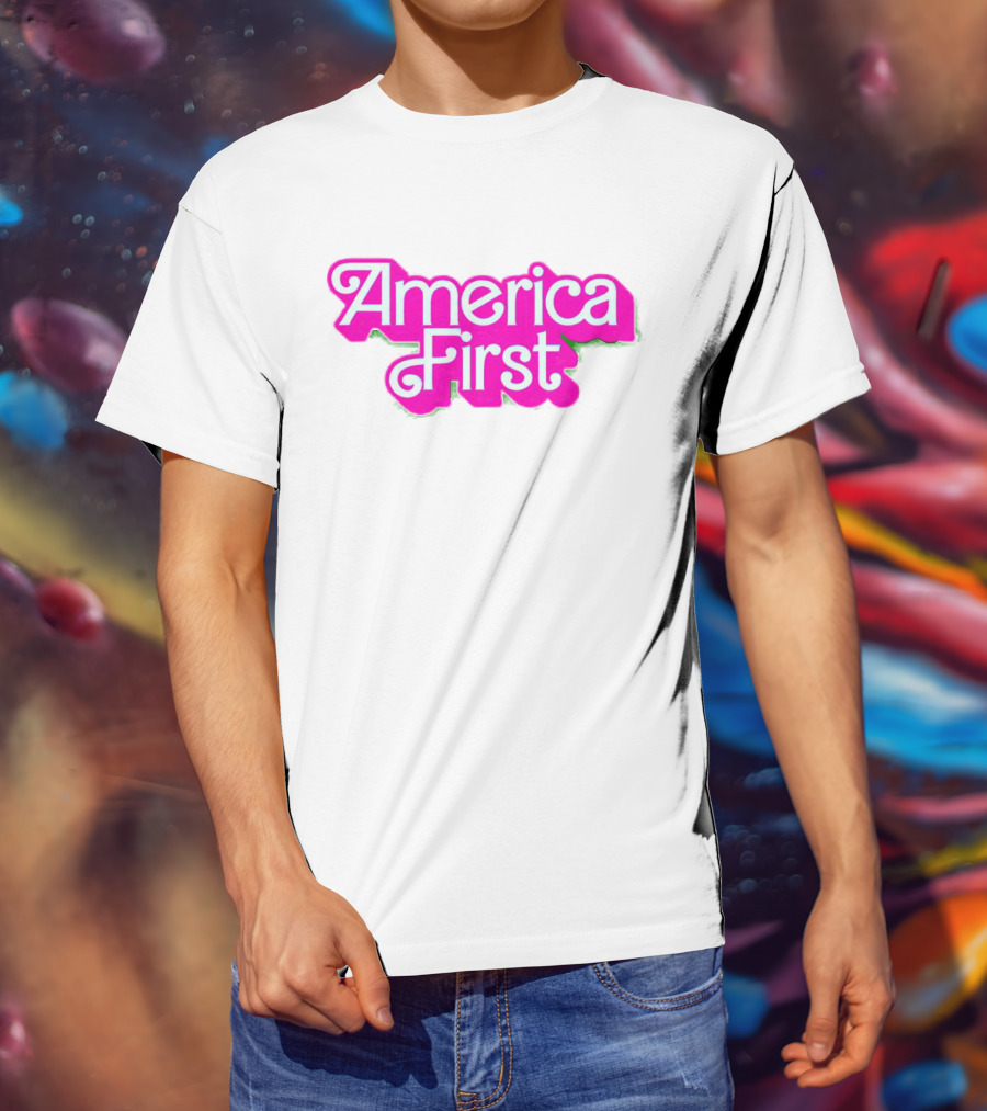America First Barbie Style Pink Font T-Shirt