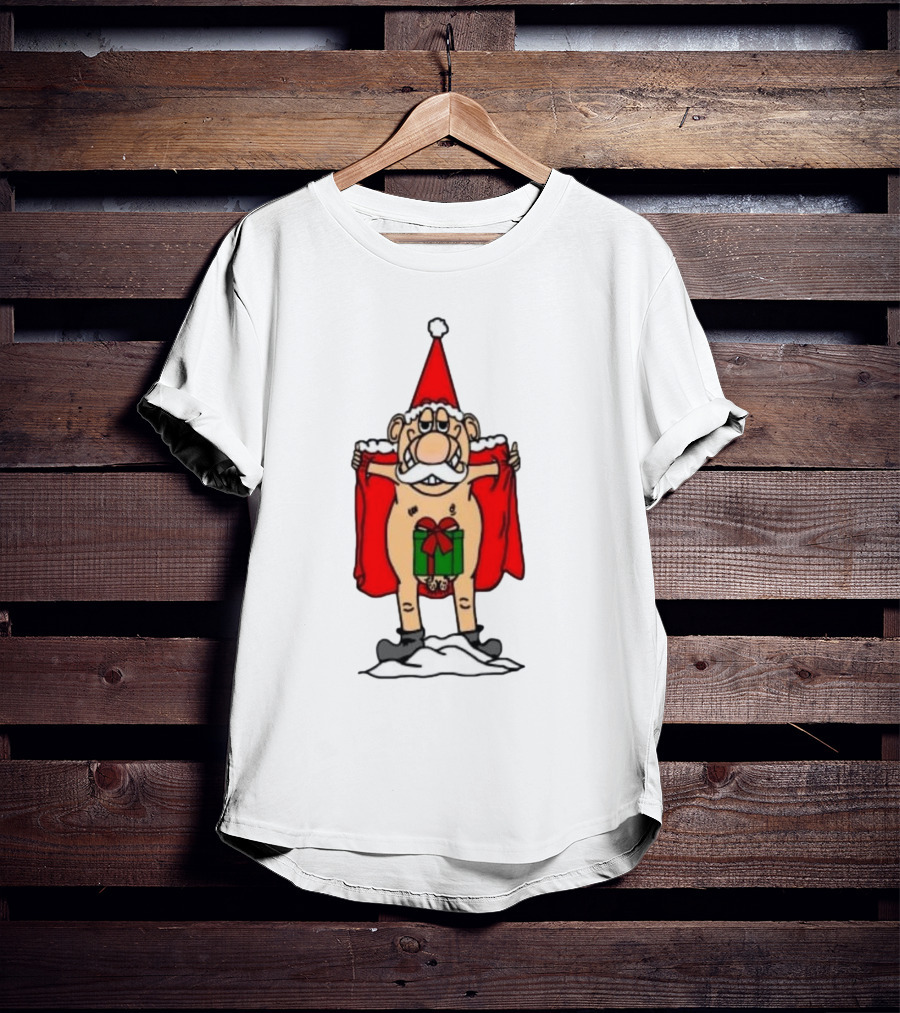 Christmas Santa Gnome With Naughty Gift And Hat T-Shirt