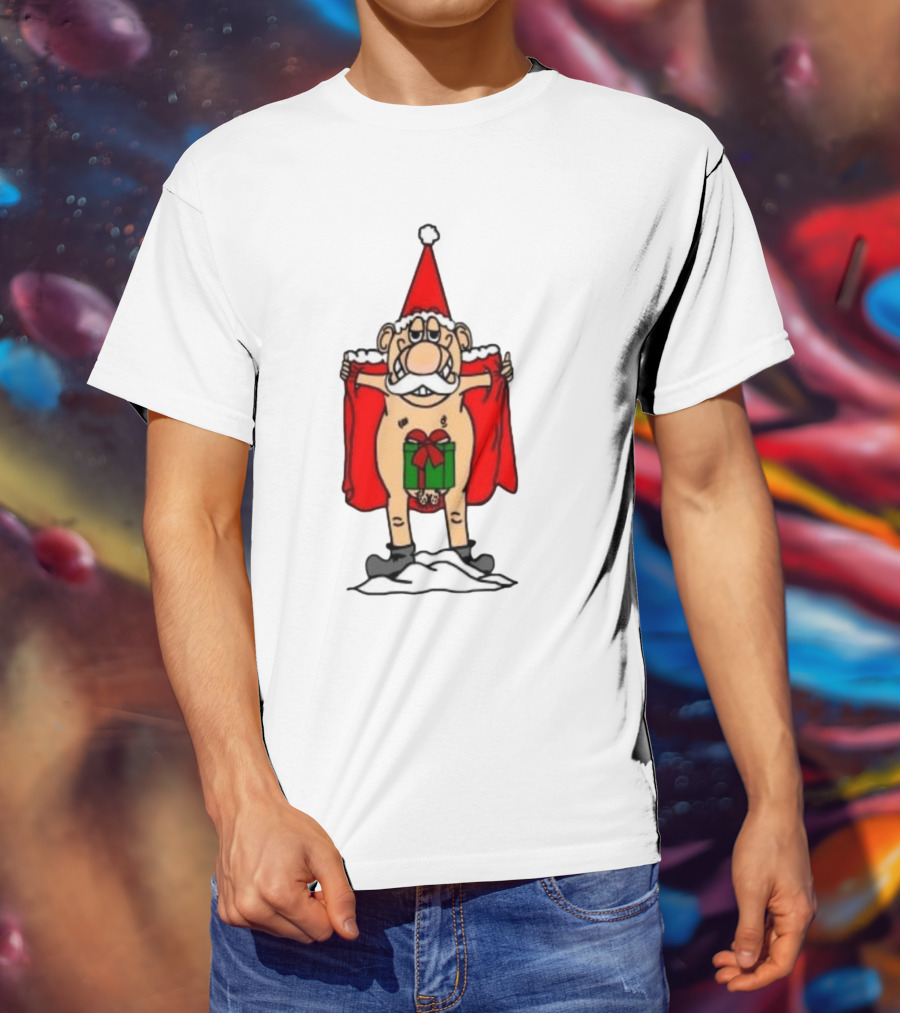 Christmas Santa Gnome With Naughty Gift And Hat T-Shirt