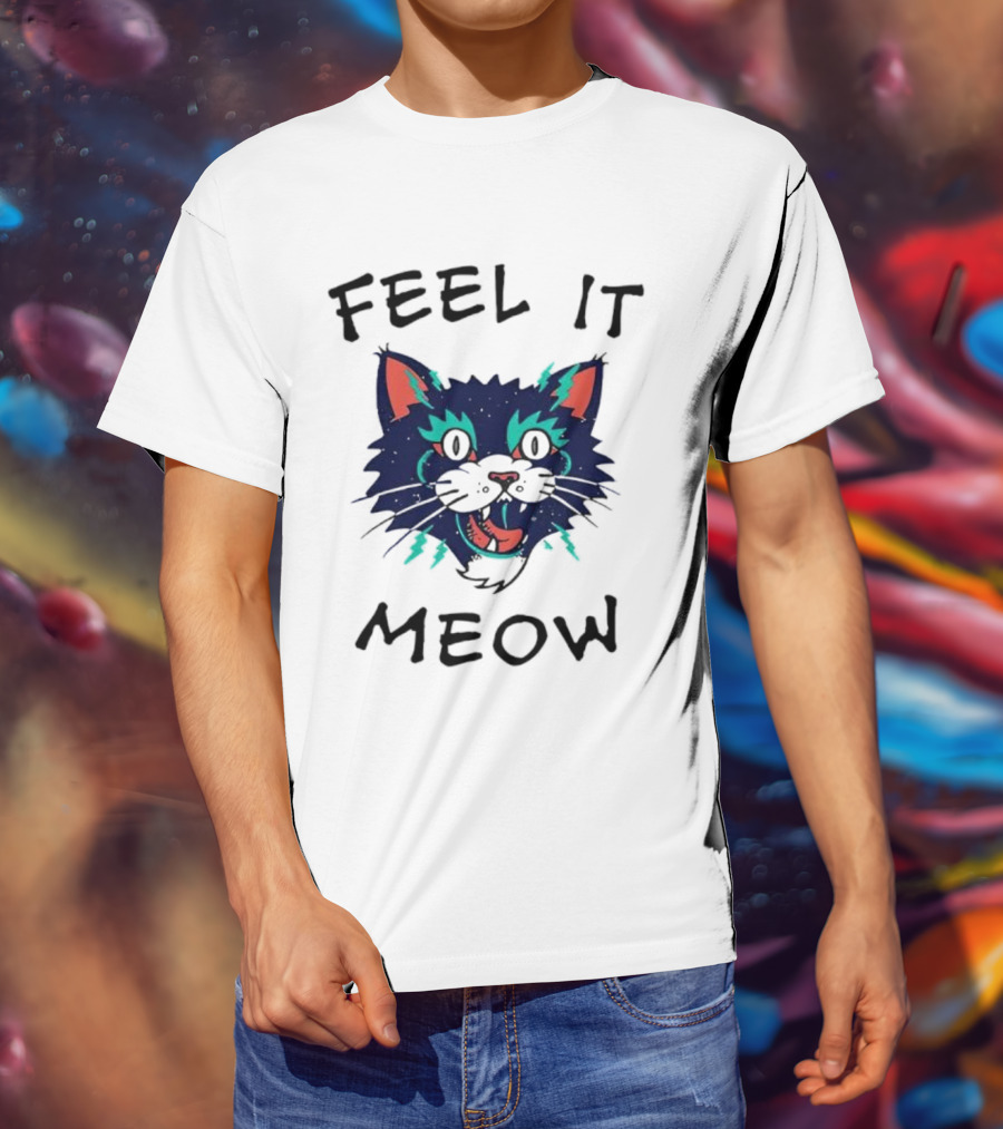 Feel It Meow Psychedelic Cat Vibes T-Shirt