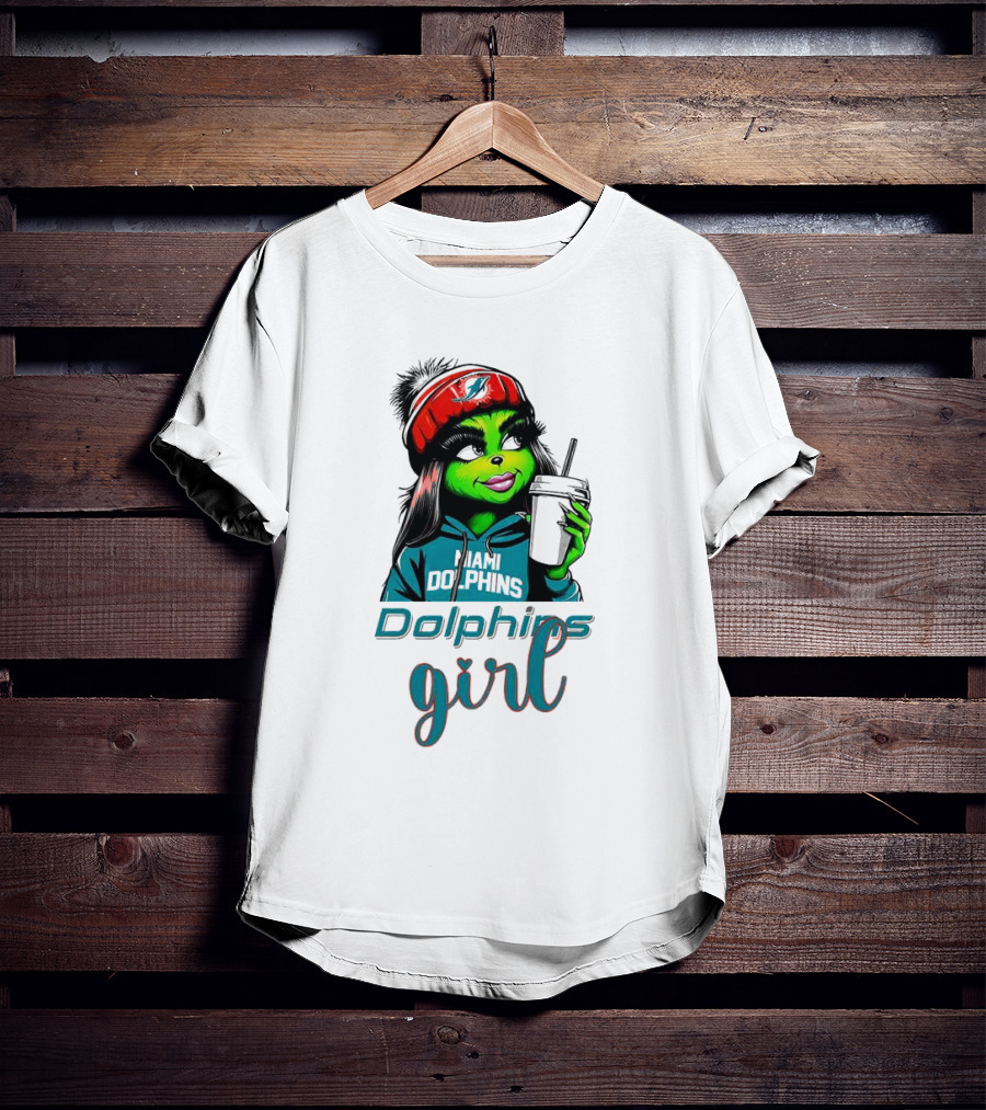 Miami Dolphins Grinch Drink Girl T-Shirt