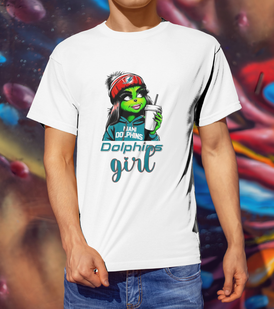 Miami Dolphins Grinch Drink Girl T-Shirt