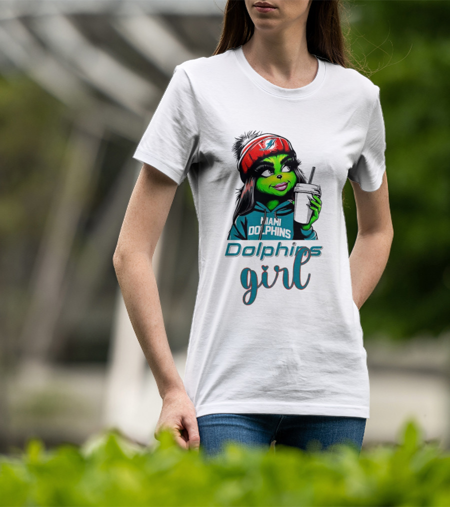 Miami Dolphins Grinch Drink Girl T-Shirt