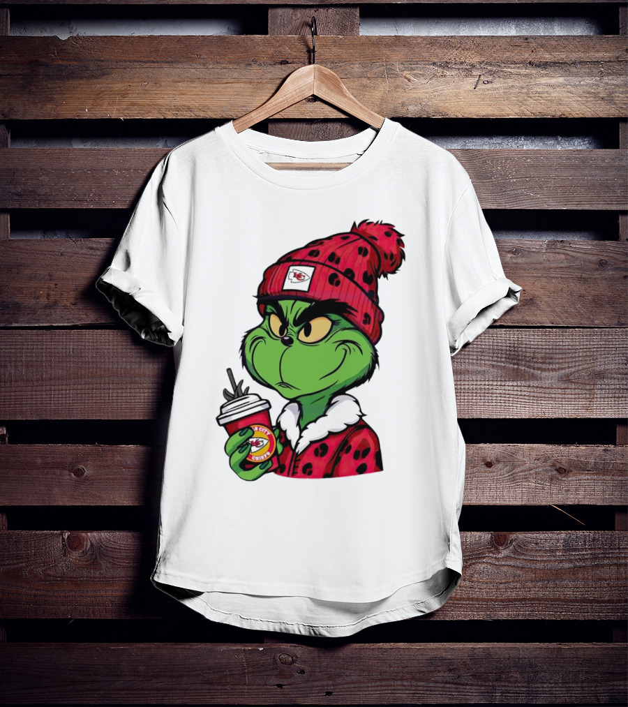 Grinch Kansas City Chiefs Leopard Print Coffee Cup T-Shirt