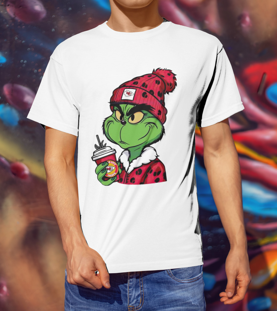 Grinch Kansas City Chiefs Leopard Print Coffee Cup T-Shirt