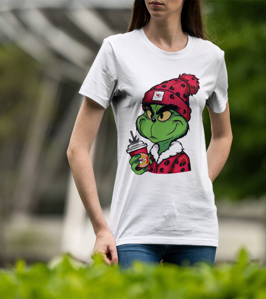 Grinch Kansas City Chiefs Leopard Print Coffee Cup T-Shirt