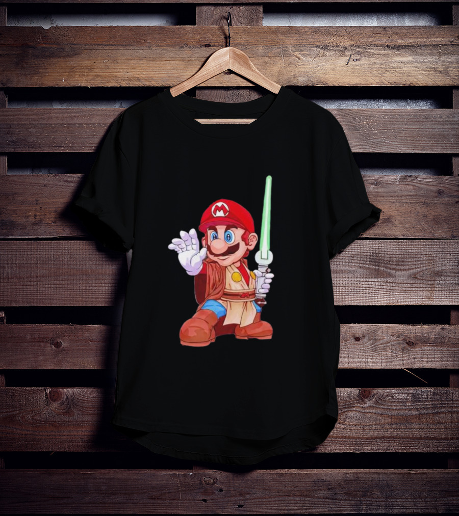 Mario Jedi Star Wars Crossover With Lightsaber T-Shirt