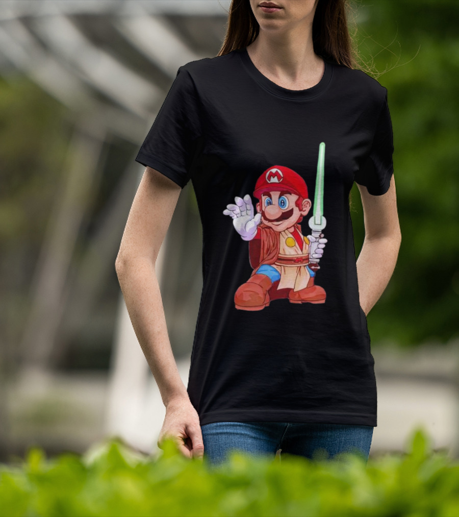 Mario Jedi Star Wars Crossover With Lightsaber T-Shirt