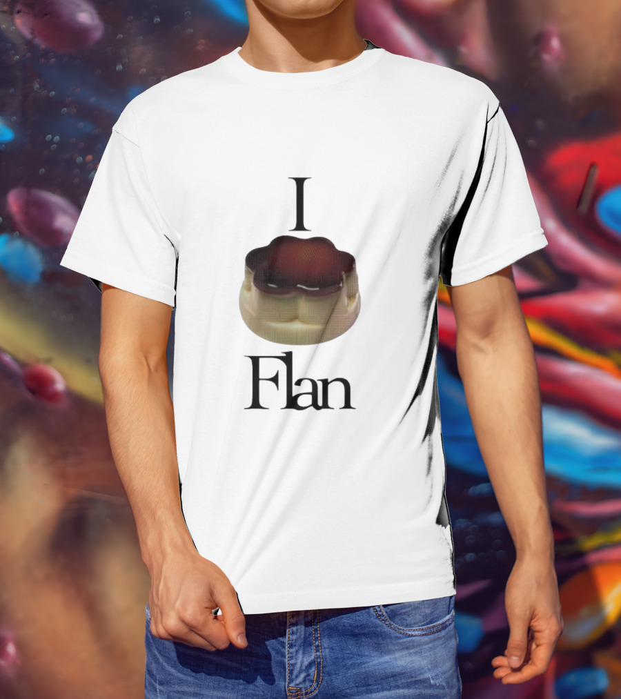 Men's I Love Flan Dessert Enthusiast T-Shirt