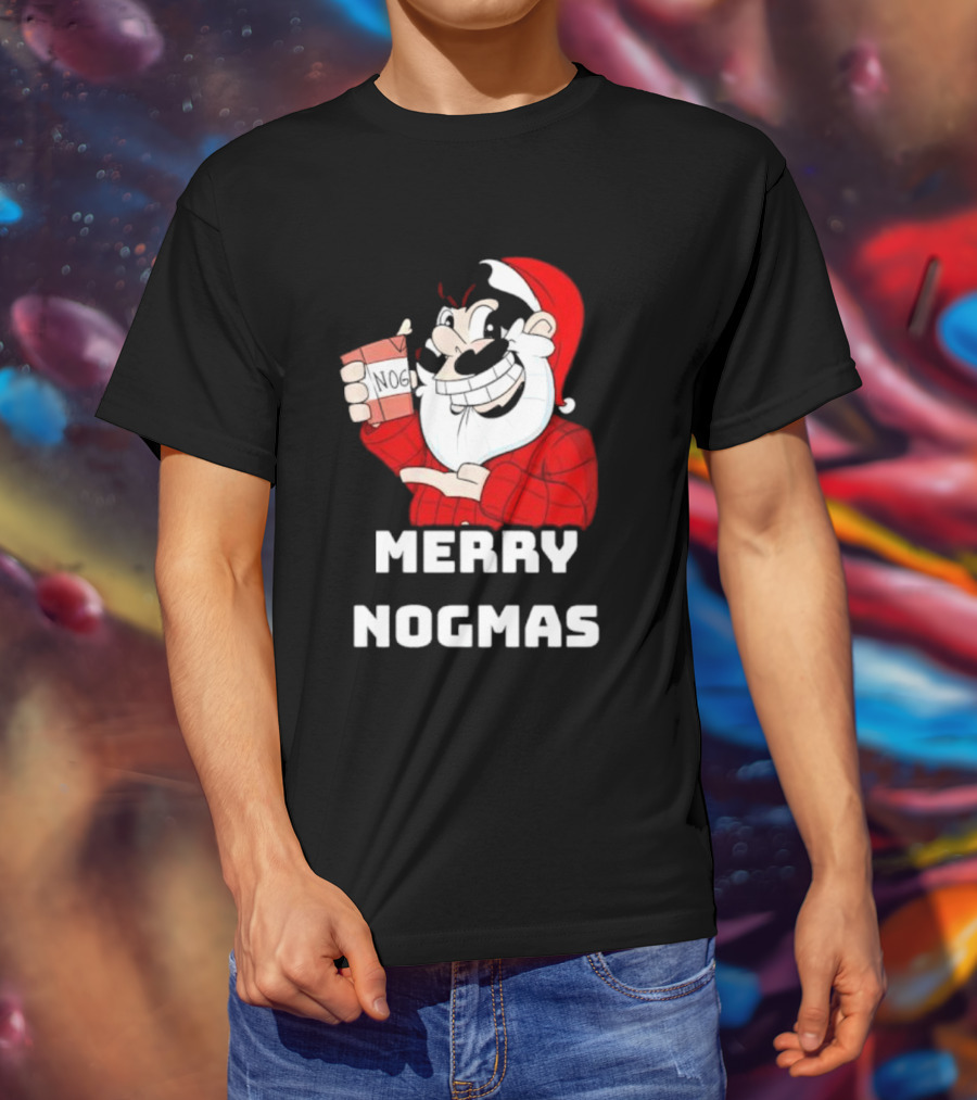 Merry Nogmas Keyrock Santa Holding Nog Cup T-Shirt
