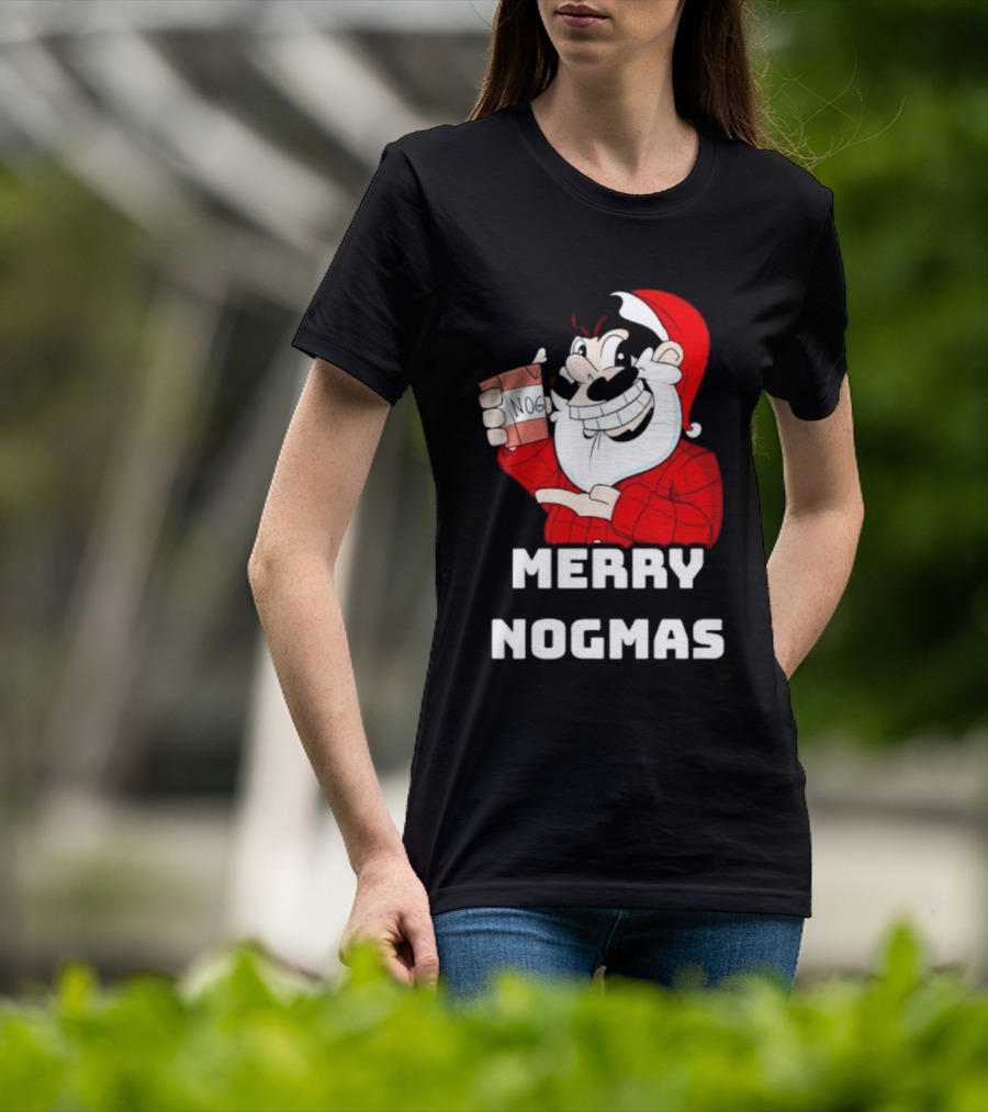 Merry Nogmas Keyrock Santa Holding Nog Cup T-Shirt