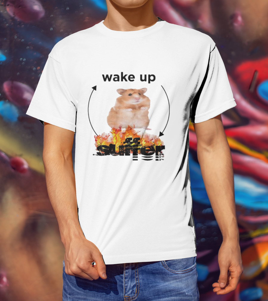 Wake Up Suffer Mouse Fire Cycle Humor T-Shirt
