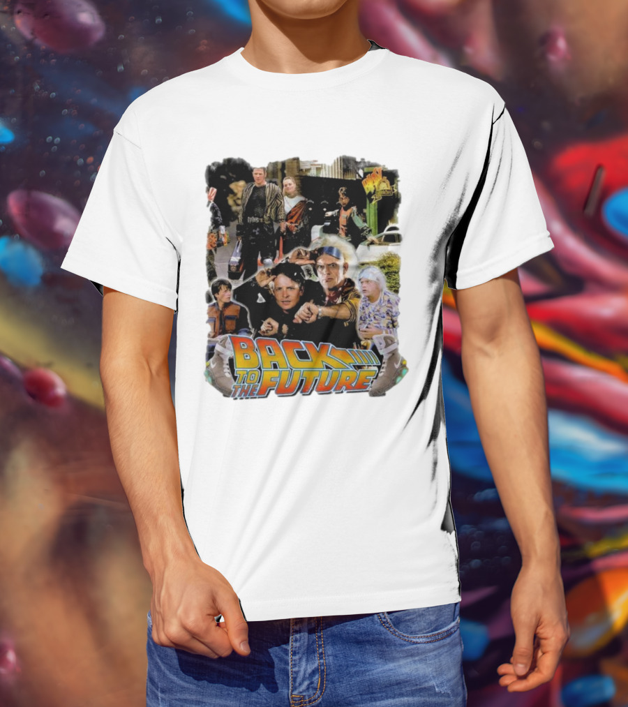 Back To The Future Movie Collage Iconic Characters And Scenes T-Shirt