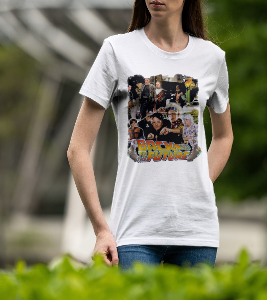 Back To The Future Movie Collage Iconic Characters And Scenes T-Shirt