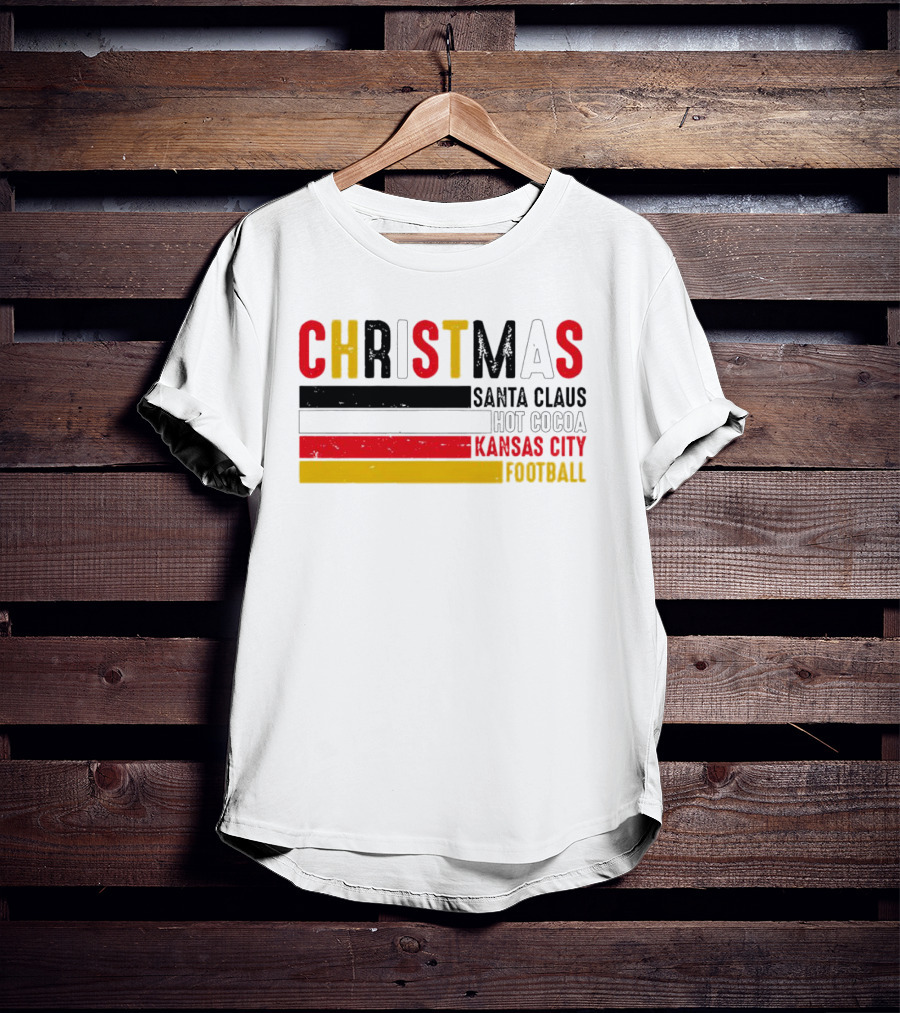Christmas Santa Claus Hot Cocoa Kansas City Football T-Shirt