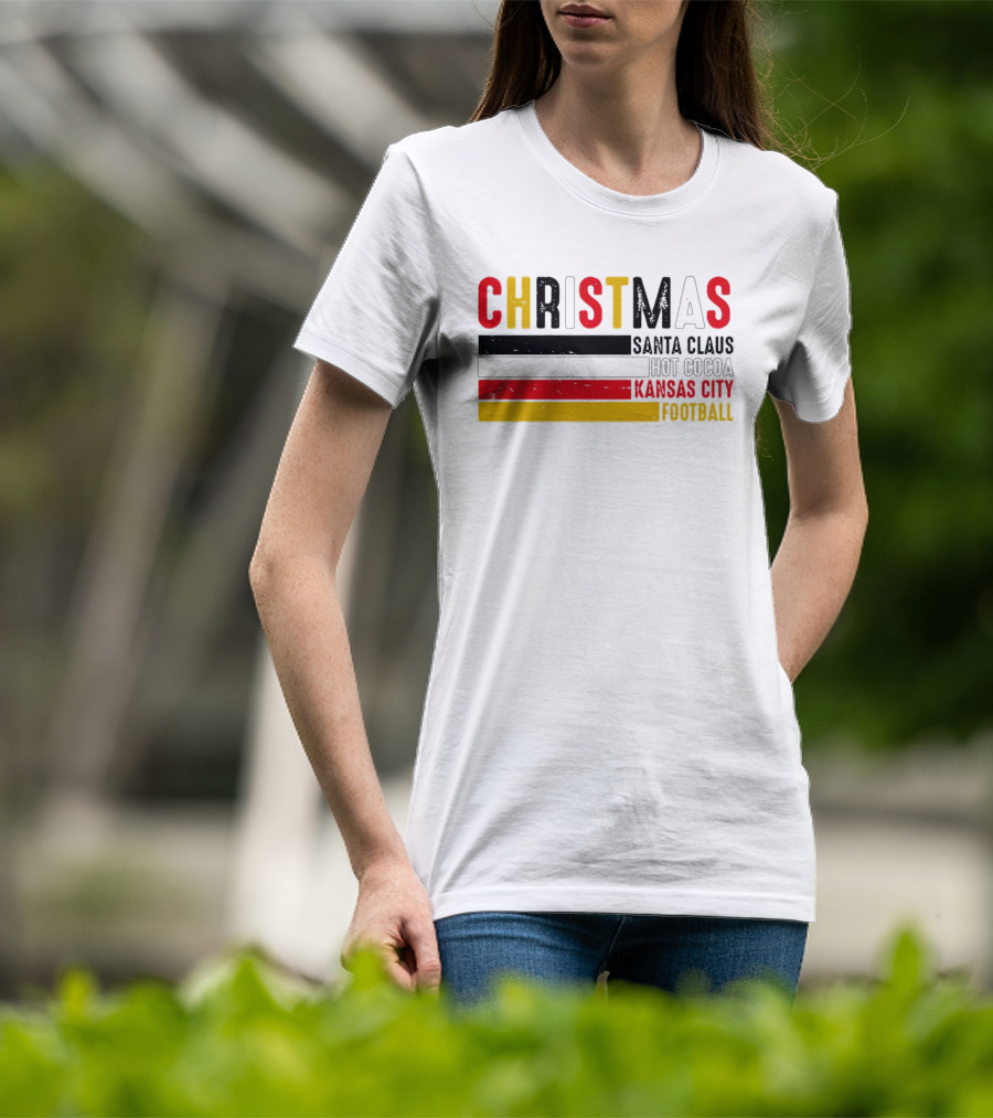 Christmas Santa Claus Hot Cocoa Kansas City Football T-Shirt