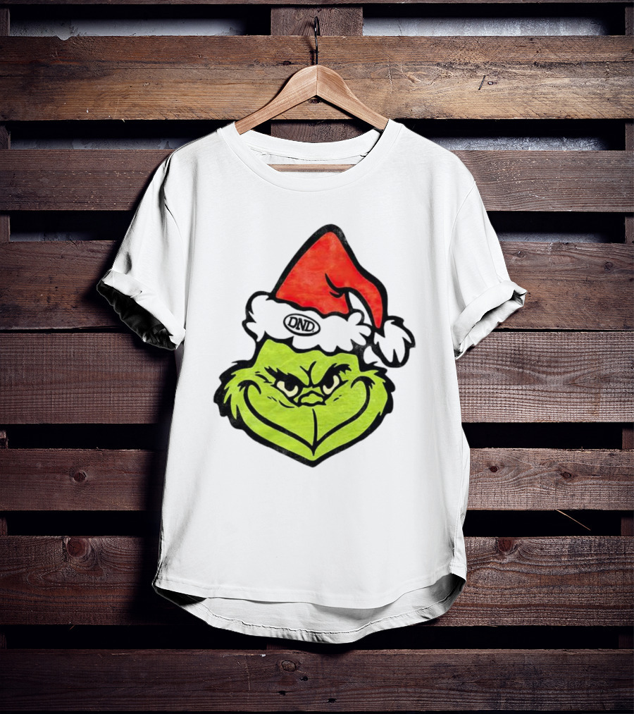 Grinch Christmas DND Santa Hat Image T-Shirt