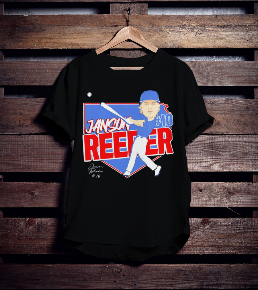 Janson Reeder #10 Baseball Cartoon Map Signature T-Shirt