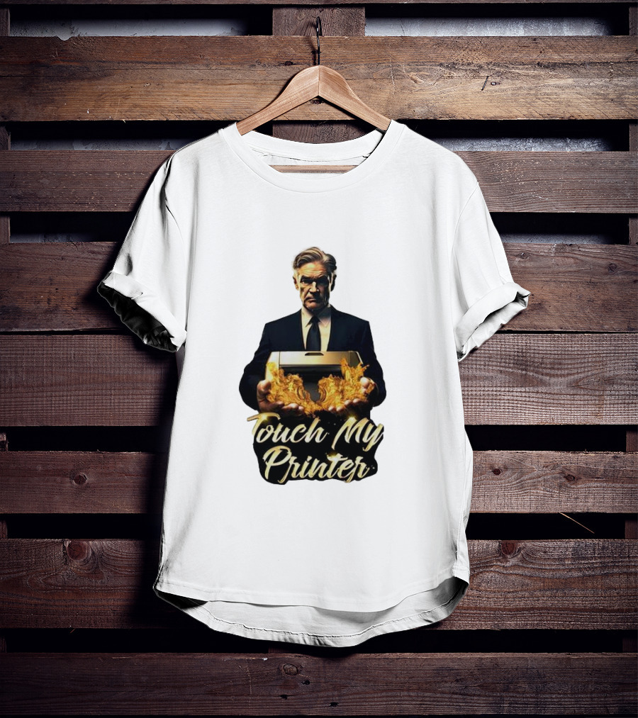 Jerome Powell Touch My Printer Flames Money T-Shirt