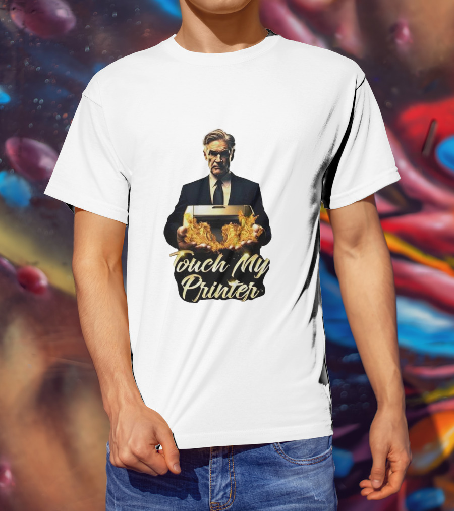 Jerome Powell Touch My Printer Flames Money T-Shirt