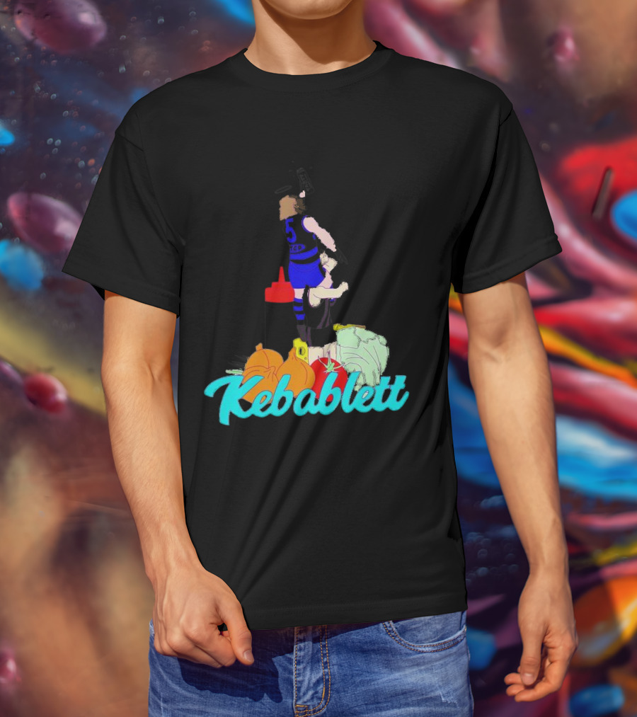 Kebablett Jumping Sports Cartoon With Ingredients T-Shirt