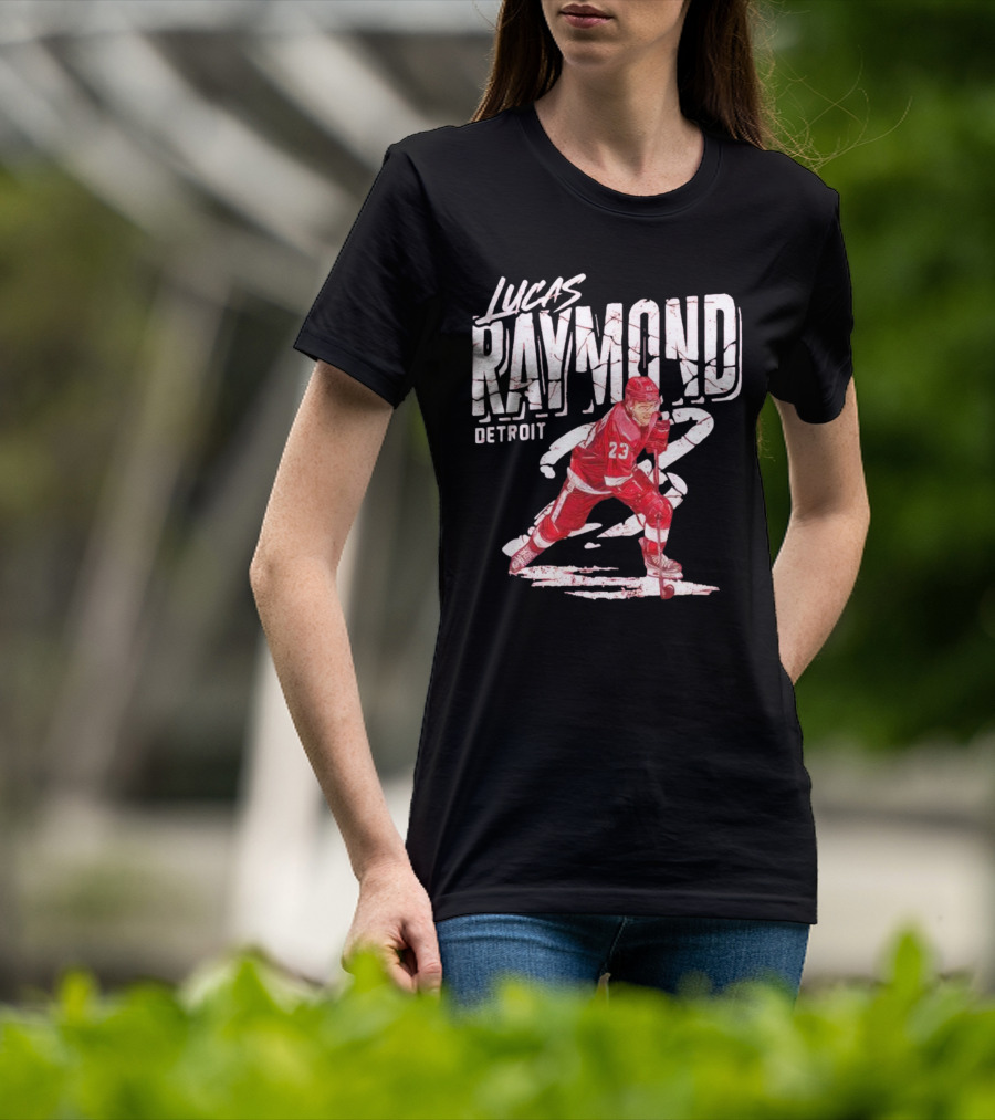 Lucas Raymond Detroit Hockey Player 23 Dynamic Action T-Shirt