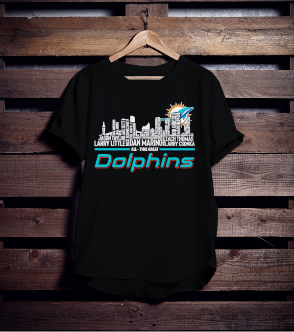 Miami Dolphins Dan Marino Larry Csonka Larry Little Legends All-Time Great City Names T-Shirt