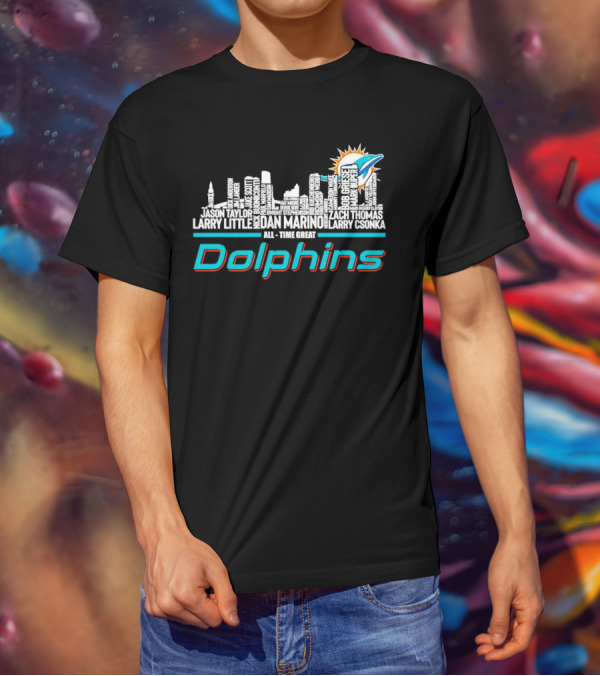 Miami Dolphins Dan Marino Larry Csonka Larry Little Legends All-Time Great City Names T-Shirt