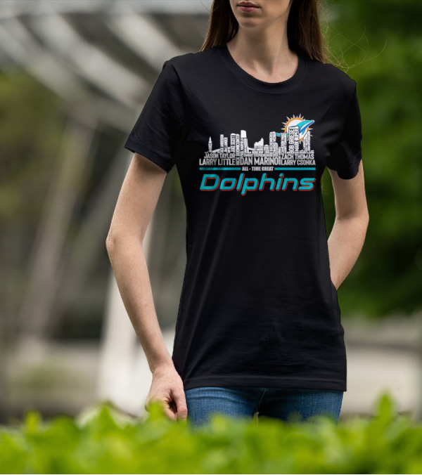 Miami Dolphins Dan Marino Larry Csonka Larry Little Legends All-Time Great City Names T-Shirt