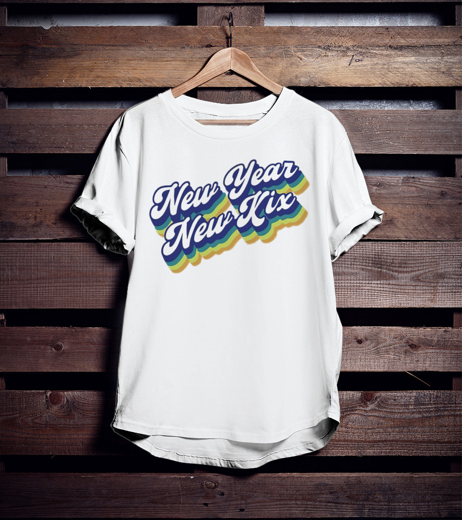 New Year New Kix Retro Colorful Script T-Shirt