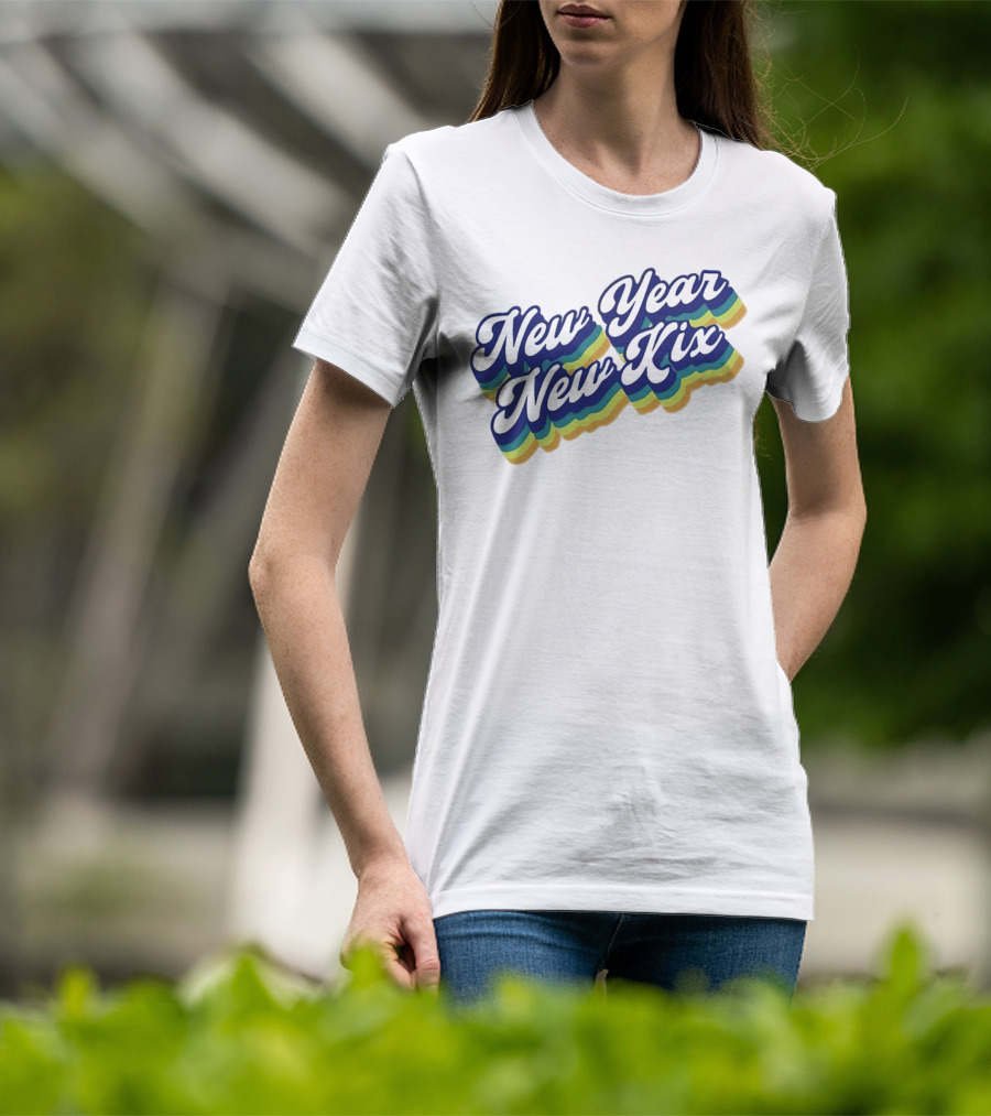New Year New Kix Retro Colorful Script T-Shirt