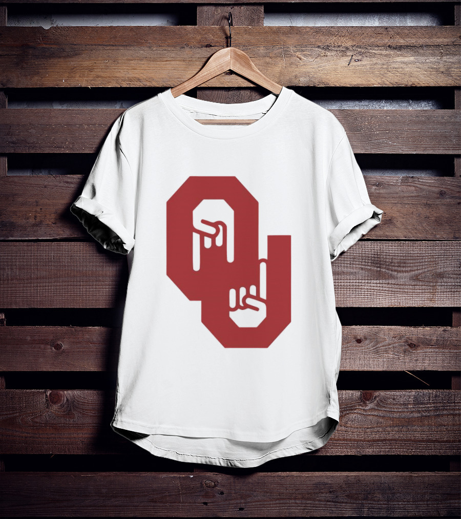 Oklahoma Sooners Logo With Horns Down Hand Gesture T-Shirt