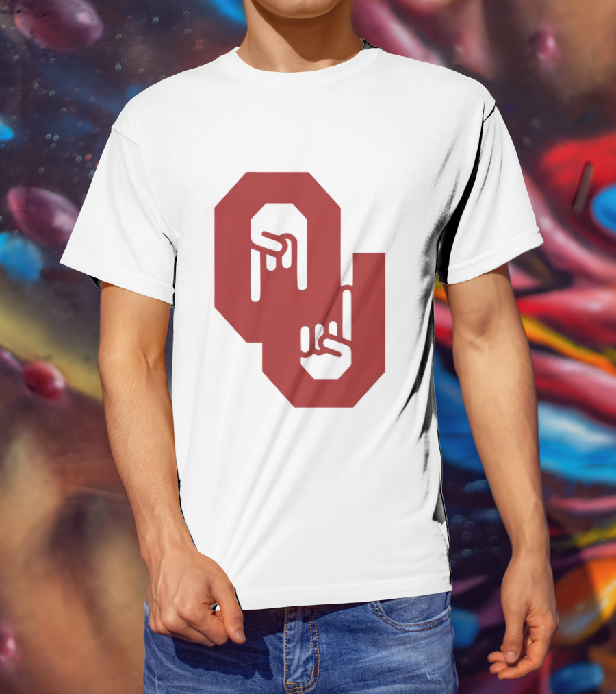 Oklahoma Sooners Logo With Horns Down Hand Gesture T-Shirt