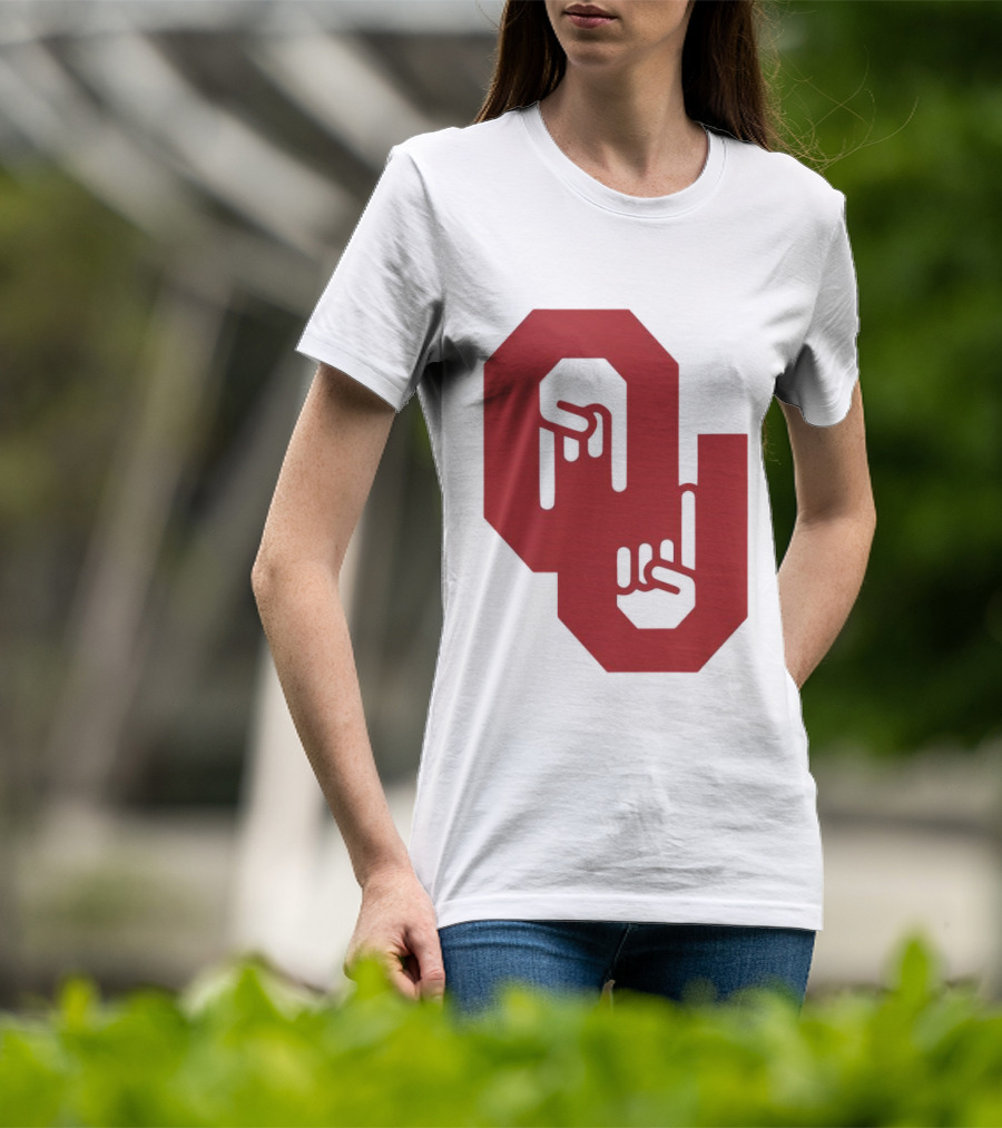 Oklahoma Sooners Logo With Horns Down Hand Gesture T-Shirt