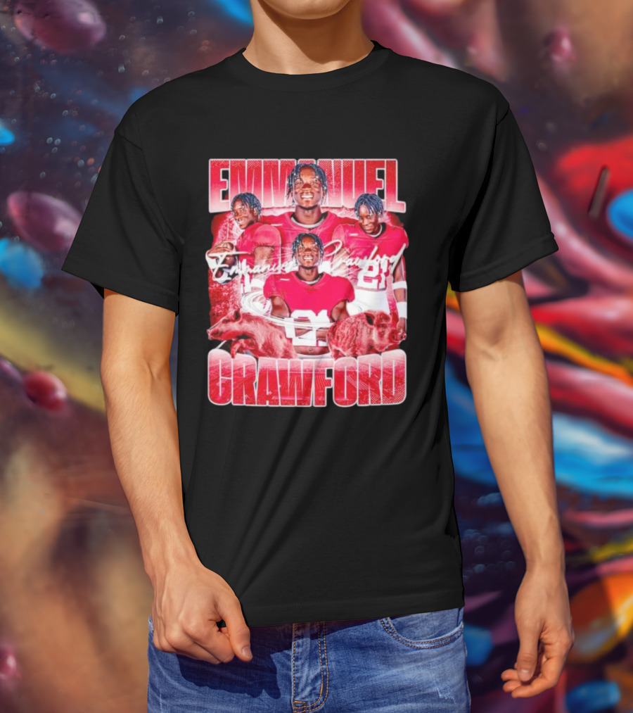 Emmanuel Crawford Arkansas Razorbacks Football Vintage Retro Collage T-Shirt