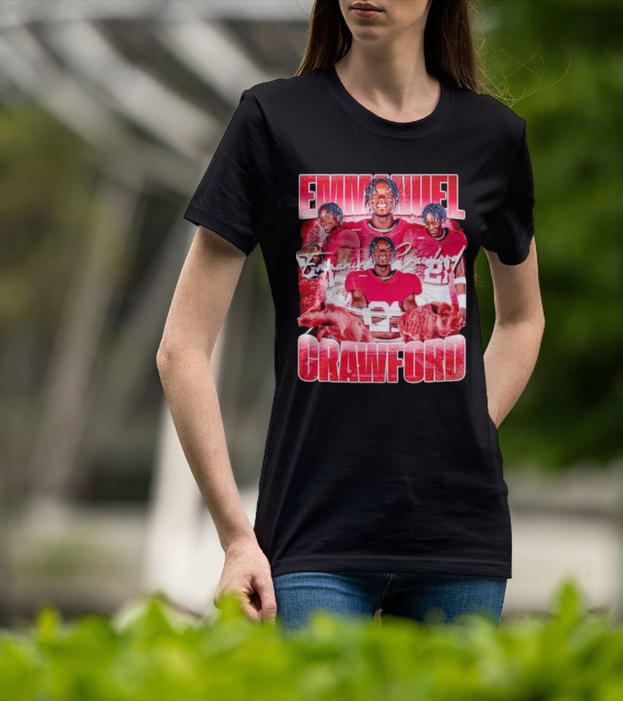 Emmanuel Crawford Arkansas Razorbacks Football Vintage Retro Collage T-Shirt