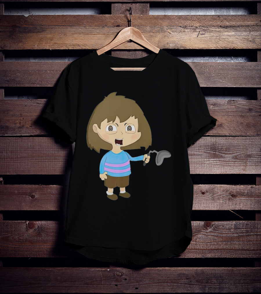 Lhugueny Sou Outfits Blue Striped Sweater Fun Cartoon Gaming Character T-Shirt
